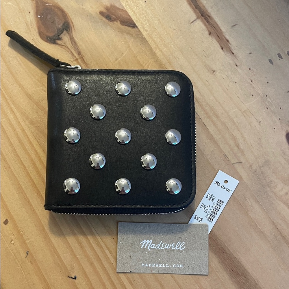 Madewell Black Wallet with Silver Studs
